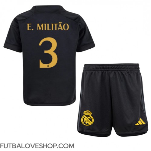 Dres Real Madrid Eder Militao #3 Tretina pre deti 2023-24 Krátky Rukáv (+ trenírky)